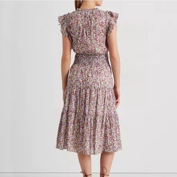 Ralph Lauren dress floral capped ruffled midi size 8 NEW - Picture 14 of 15
